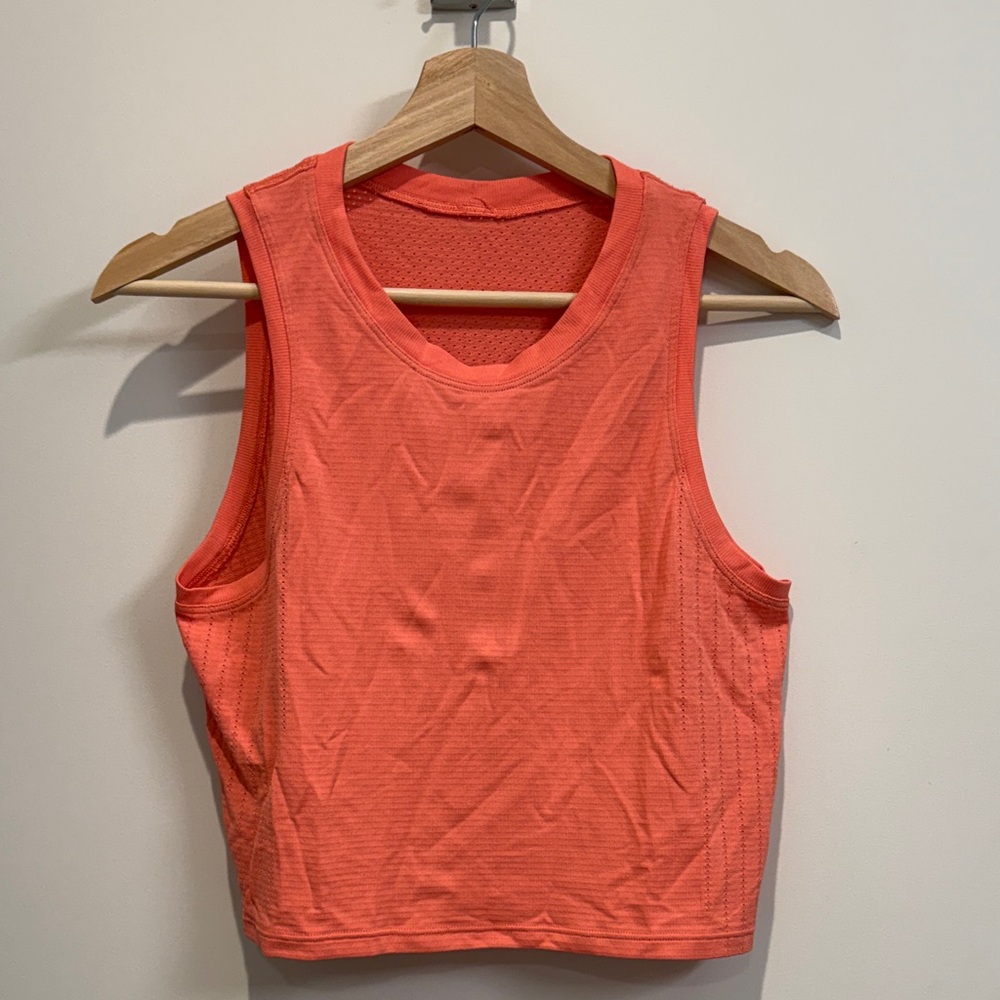lululemon athletica Coral-Orange Mesh Back Tank